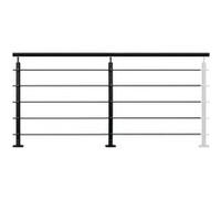 OPALU - Kit garde-corps 2m prêt-à-poser en aluminium à plat Noir