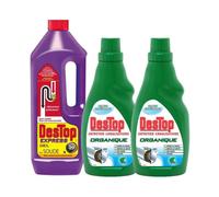DESTOP Pack Gel D¿boucheur Canalisation Express 950ml + Gel Entretien Canalisations Organique 2x750 ml
