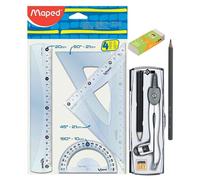 Pack Géometrie 6ème Equerre Règle Rapporteur Compas Gomme Crayon