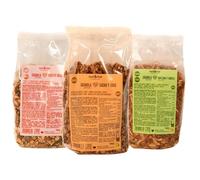 Pack Granola cacao et noix de coco 500 gr + Granola aux cranberries 500 gr + Granola pomme et cannelle 500 gr | Sans sucres ajoutés, sans lactose | Ingrédients naturels | Sans additifs | Vegan |