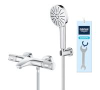 Pack GROHE Douchette Vitalio Joy+ 120 avec Support Mural + Mitigeur Thermostatique Precision Feel Chromé (1348650000 + 34788000)