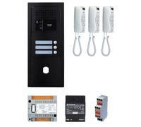 Pack GT audio 3 BP programmé avec platine façade noire satin 200446 - AIPHONE GTBA3EB