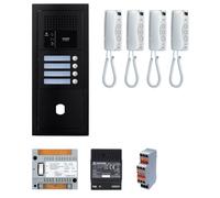 Pack GT audio 4 BP programmé avec platine façade noire satin 200447 - AIPHONE GTBA4EB