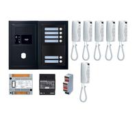 Pack GT audio 6 BP programmé avec platine façade noire satin 200449 - AIPHONE GTBA6EB