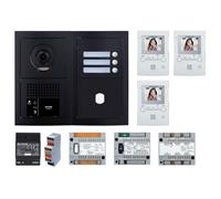 Pack GT vidéo 3 BP programmé avec platine façade noire satin 200455 - AIPHONE GTBV3EB