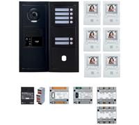 Pack GT vidéo 6 BP programmé avec platine façade noire satin 200458 - AIPHONE GTBV6EB