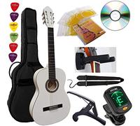 Pack Guitare Classique 7/8 (Adulte) 6 Accessoires Cour Vidéo et DVD (Blanc)