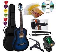 Pack Guitare Classique 7/8 (Adulte) 6 Accessoires Cour Vidéo et DVD (Bleu)