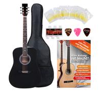 Pack Guitare Classique Acoustique 4/4 Dreadnought 6 Cordes Set Housse Noir