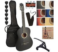 Pack Guitare Classique pour GAUCHER 4/4 (Adulte) Avec 6 Accessoires ~ Neuve & Garantie (Noir)