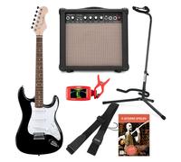 Pack Guitare Electrique Amplificateur 15W Ampli Support Sangle Accordeur Noir