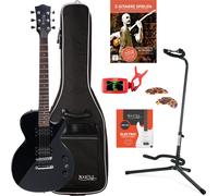Pack Guitare Electrique LP-Style Set Support Sac Accordeur Plectres Cordes Noir