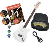Pack Guitare Electrique pour Debutants 3 Single Coil Tremolo Blanc set Housse