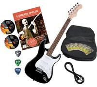 Pack Guitare Electrique pour Debutants 3 Single Coil Tremolo Noir set Housse