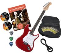 Pack Guitare Electrique pour Debutants 3 Single Coil Tremolo Rouge set Housse