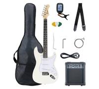 Pack Guitare Electrique Set Amplificateur Accordeur Housse Câble Cordes Blanc