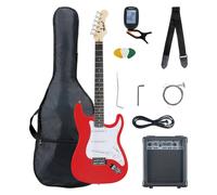 Pack Guitare Electrique Set Amplificateur Accordeur Housse Câble Cordes Rouge