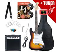 Pack Guitare Electrique Set Amplificateur Accordeur Sac Cable Sangle Sunburst