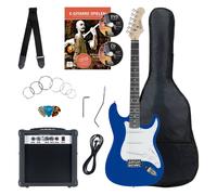 Pack Guitare Electrique Set Amplificateur Sac Cable Sangle Cordes Plectres Bleu