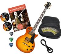 Rocktile Pro L-200OHB Guitare Électrique Orange Honey Burst avec Accessoires (Housse Gigbag, Câble, Médiators, École de Guitare avec CD & DVD, Cordes de Guitare)