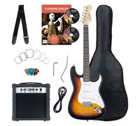 Rocktile Banger's Pack Guitare electrique - Ensemble de Guitare électrique Sunburst - Kit avec Ampli de 25 W, Housse, Sangle, Câble, Cordes et Médiators - Marron (Vintage Sunburst)