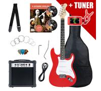 Pack Complet Rocktile ST E-Guitare Red (Ampli, Accordeur, Tremolo, Housse, Câble, Sangle, Médiators, Cordes de Rechange et Cours avec CD/DVD)