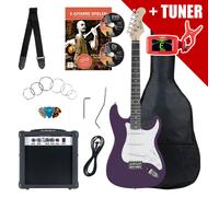 Pack Guitare Electrique Strat Single Coil Set Amplificateur Sac Accordeur Violet