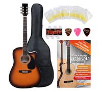 Pack Guitare Electro Acoustique 3-EQ Dreadnought Cutaway Cordes Housse Sunburst