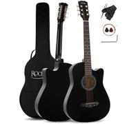 Pack Guitare Folk Noir - Rocktile WSD-5C-BK Slim Line - Guitare Acoustique 4-4 Dreadnought Set avec accesoires