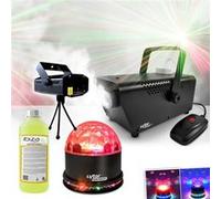 Pack Halloween Soirée de Terreur jeux de lumière LED + Machine à fumée et liquide G