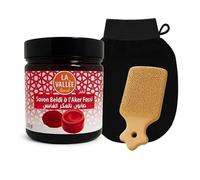 Pack Hammam Marocain Complet - Savon Noir Aker Fassi 200g + Gant Kessa + Pierre Ponce | Exfoliation Profonde, Éclat du Teint & Soin Naturel pour Peau Douce et Lisse