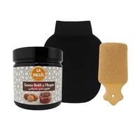 Pack Hammam Marocain - Savon Noir à l’Argan 200g + Gant Kessa + Pierre Ponce pour Peau Douce et Éclatante