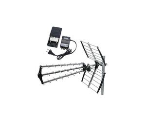 PACK HDSAT ANTENNE TNT TRINAPPE GAIN 18dB UHF rateau + Kit Preamplificateur de Mat 5G TNT UHF + Alim