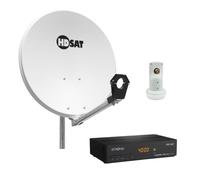 Pack HDSAT Parabole satellite acier 60cm avec Support LNB + LNB Single + Décodeur Satellite ASTRA HD