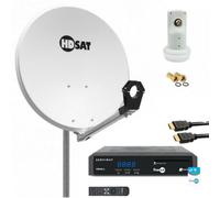 Pack HDSAT Parabole Satellite Acier 60cm + LNB Single + Récepteur FRANSAT + Câble HDMI
