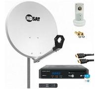 pack hdsat parabole satellite acier 60cm lnb single récepteur fransat câble hdmi Blanc G