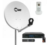 Pack HDSAT Parabole Satellite Acier 60cm + LNB Single + Récepteur TNTSAT