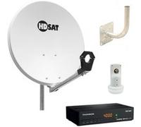 pack hdsat parabole satellite acier 60cm support lnb lnb single décodeur satellite hd