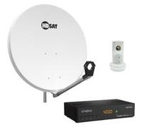 Pack HDSAT Parabole satellite acier 80cm avec Support LNB + LNB Single + Décodeur Satellite ASTRA HD
