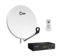 Pack HDSAT Parabole Satellite Acier 80cm avec Support LNB + LNB Single + Décodeur Satellite Astra HD + Carte
