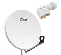 Pack HDSAT Parabole Satellite Acier 80cm + LNB Quad Universel 0,1dB