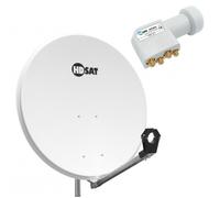 Pack HDSAT Parabole satellite acier 80cm + LNB Quad Universel 0,1dB