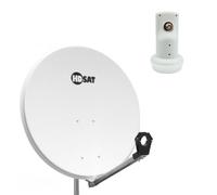 Pack HDSAT Parabole Satellite Acier 80cm + LNB Single HD 4K idéal Astra EUTELSAT