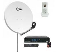 Pack HDSAT Parabole satellite acier 80cm + LNB Single + Récepteur TNTSAT