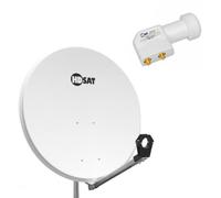 Pack HDSAT Parabole Satellite Acier 80cm + LNB Twin HD 4K 0,1dB idéal Astra Eutelsat