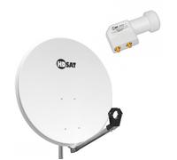 Pack HDSAT Parabole Satellite Acier 80cm + LNB Twin HD 4K 0,1dB idéal Astra Eutelsat