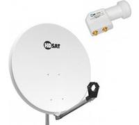 Pack HDSAT Parabole Satellite Acier 80cm + LNB Twin HD 4K 0,1dB idéal Astra Eutelsat