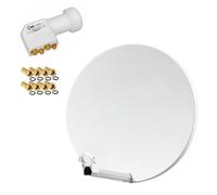 Pack HDSAT Parabole satellite fibre composite Blanche 60cm BRIDES INOX + LNB Quad HD 4K