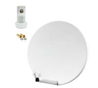 Pack HDSAT Parabole Satellite Fibre Composite Blanche 60cm Brides INOX + LNB Single HD 4K