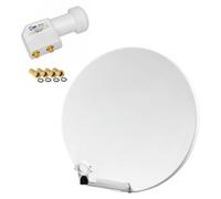 Pack HDSAT Parabole Satellite Fibre Composite Blanche 60cm Brides INOX + LNB Twin HD 4K